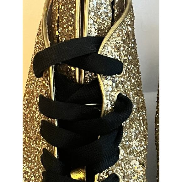 Minna Parikka Bunny Ears Sneaker •Women 40 /US 9• Gold Glitter Black Hi Top - Picture 10 of 15